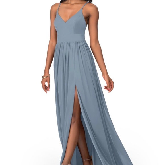 Azazie Dresses & Skirts - Azazie Kiri Dusty Blue Dress